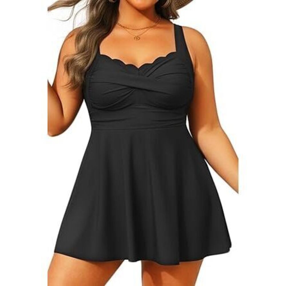 Plus Size Swim Dress - Two Piece Tankini Tummy Control Bathing Suit With Shorts